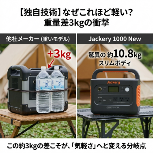 Jackery 1000 New 他社モデルとの比較説明画像